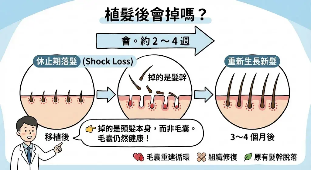 植髮後會甩頭髮嗎？休止期落髮、原生髮同生長時間