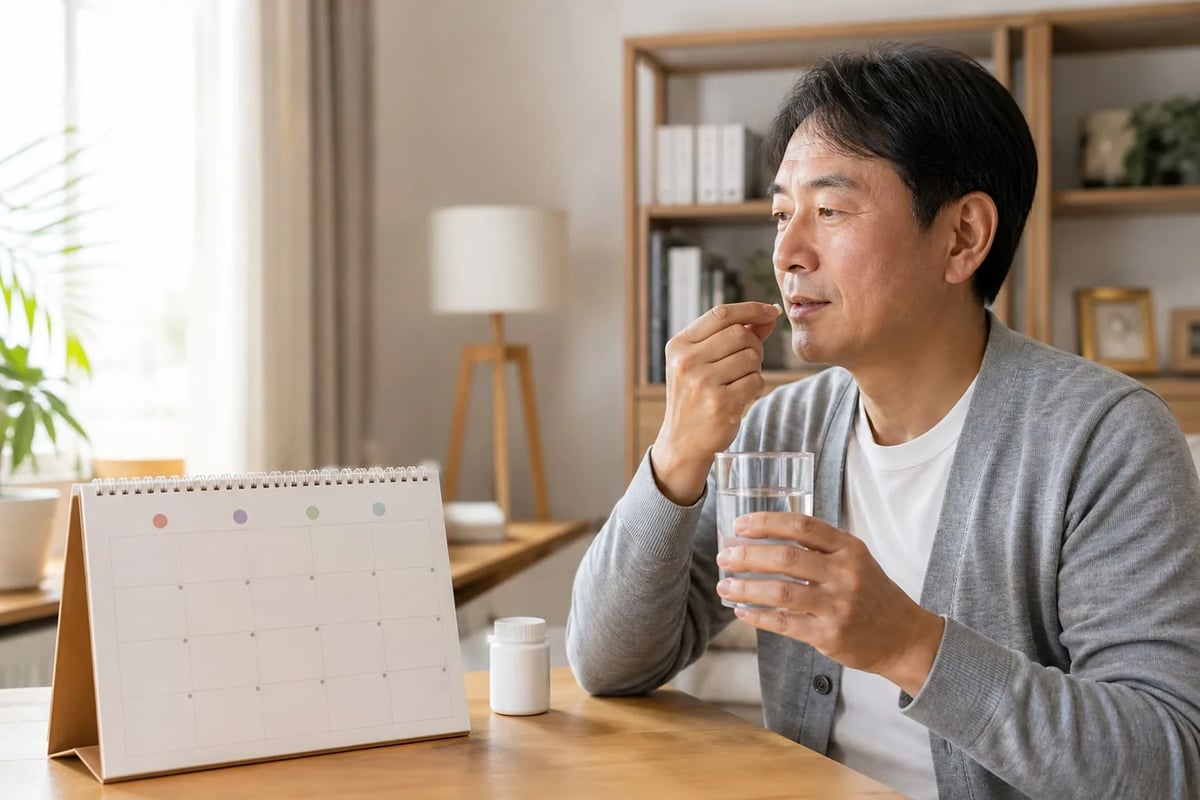 長期服用中は定期受診を行い、PSA検査時に薬剤名、用量、服用期間を伝えます