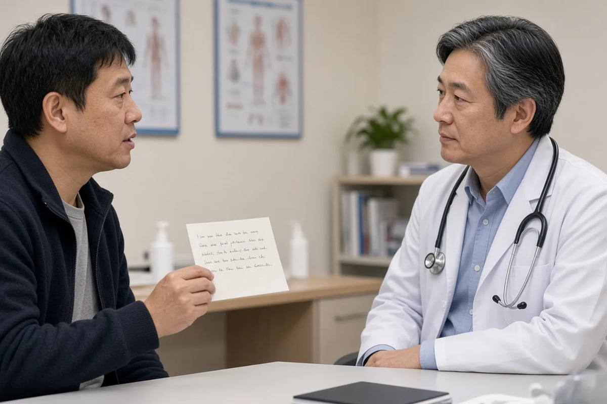 質問リストを持って医師に相談する患者
