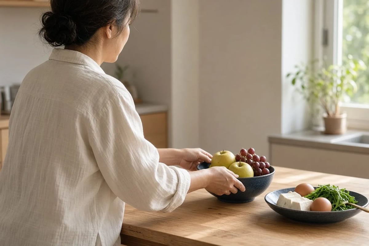 更年期女性準備均衡早餐,照顧作息與營養