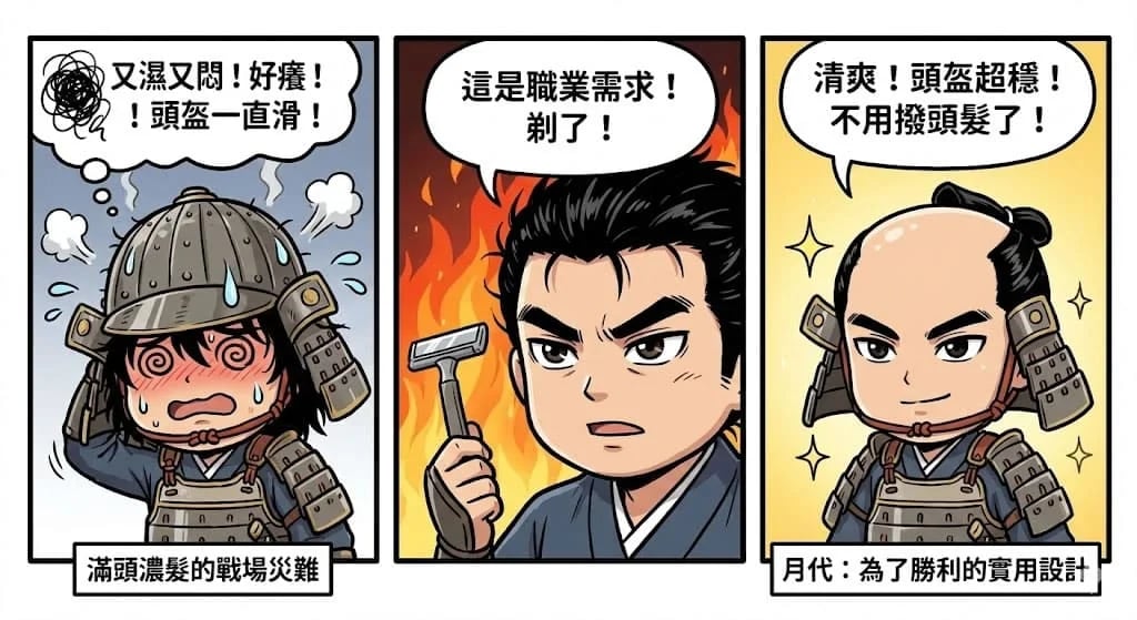 武士剃掉前額頭髮有助戴穩頭盔