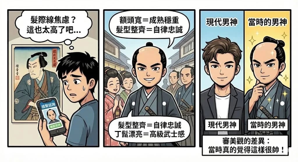 整齊的丁髷在當時代表成熟、自律與武士氣質